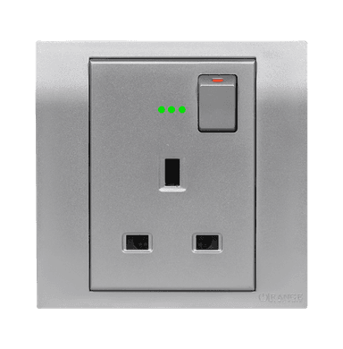 AKOYA 13Amp. Single Switched Socket Outlet with Indicator S/Matte with S/Matte Surround