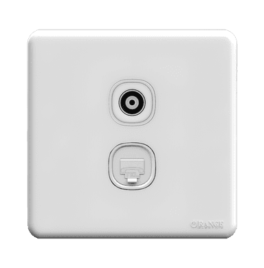 ENIGMA 2Gang 4Wire Telephone Outlet + TV Co-Axial Outlet (75Ohm) Classic White (British Standard)