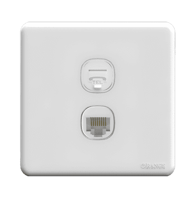 ENIGMA 2Gang 4Wire Telephone Outlet + 8Wire 8Contact Telephone/Data Outlet Classic White (British Standard)
