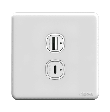 ENIGMA 2.1Amp. 2Gang Type-A + Type-C USB Charger Outlet Classic White (British Standard)