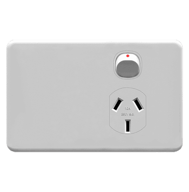 ENIGMA 10Amp. 250V a.c. 1Gang Horizontal Power point Classic White (Australian Standard)