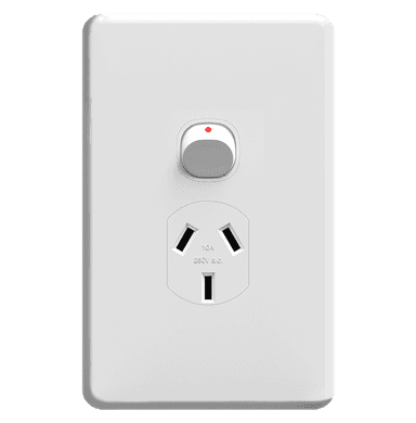 ENIGMA 10Amp. 250V a.c. 1Gang Vertical Power point Classic White (Australian Standard)