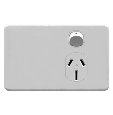 ENIGMA 15Amp. 250V a.c. 1Gang Horizontal Power point Classic White (Australian Standard)