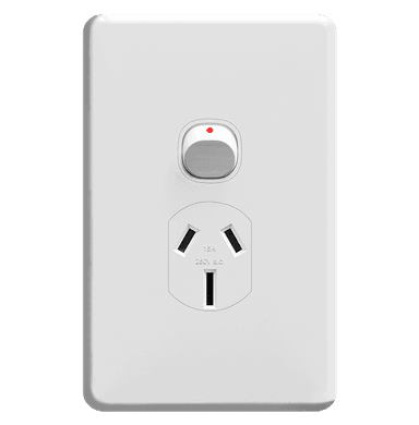 ENIGMA 15Amp. 250V a.c. 1Gang Vertical Power point Classic White (Australian Standard)