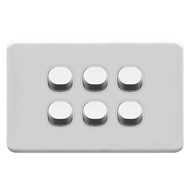 ENIGMA 16Amp. 250V a.c. 6Gang 2Way Horizontal Classic White (Australian Standard)
