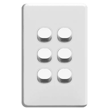 ENIGMA 16Amp. 250V a.c. 6Gang 2Way Vertical Classic White (Australian Standard)
