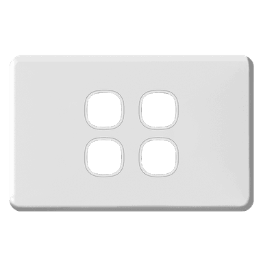 ENIGMA 4Gang Empty Grid with Surround Classic White (Australian Standard)
