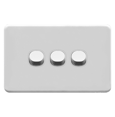 ENIGMA 16Amp. 250V a.c. 3Gang 2Way Horizontal Slim Classic White (Australian Standard)
