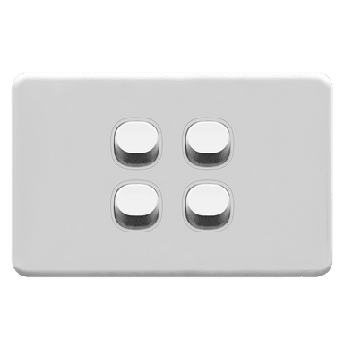 ENIGMA 16Amp. 250V a.c. 4Gang 2Way Horizontal Slim Classic White (Australian Standard)