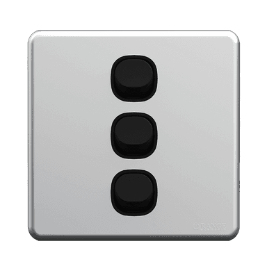 ENIGMA 10Amp. 3Gang 1Way Switch Stone Black (British Standard)