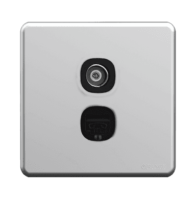 ENIGMA 2Gang 4Wire Telephone Outlet + TV Co-Axial Outlet (75Ohm) Stone Black (British Standard)