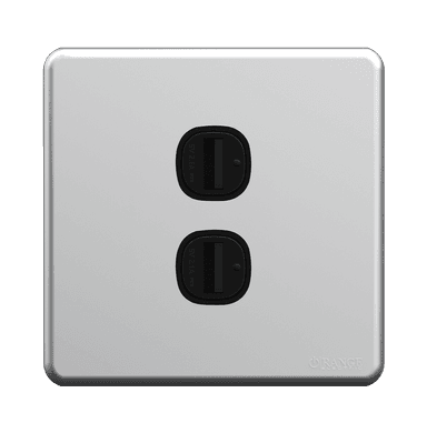 ENIGMA 2.1Amp. 2Gang Type-A USB Charger Outlet Stone Black (British Standard)