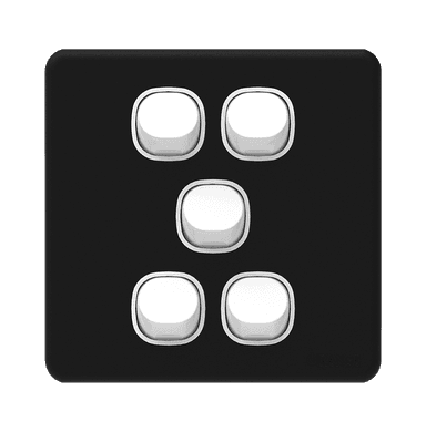 ENIGMA 10Amp. 5Gang 1Way Switch Pearl Black (British Standard)