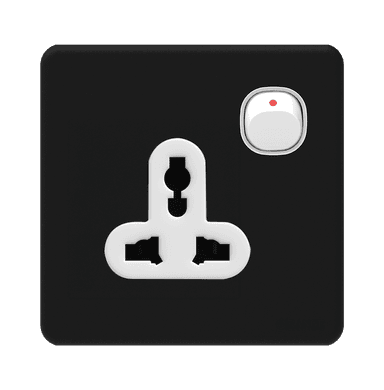 ENIGMA 13Amp. Single Multi Switched Socket Outlet Pearl Black (British Standard)