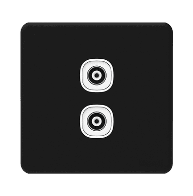 ENIGMA 2Gang TV Co-Axial Outlet (75Ohm) Pearl Black (British Standard)