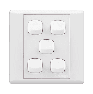 MONACO 10Amp. 5Gang 1Way Switch White with WH/Surround