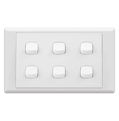 MONACO 10Amp. 6Gang 1Way Switch White with WH/Surround