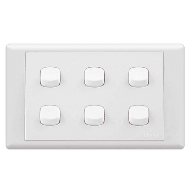 MONACO 10Amp. 6Gang 2Way Switch White with WH/Surround