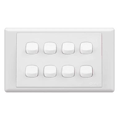 MONACO 10Amp. 8Gang 1Way Switch White with WH/Surround