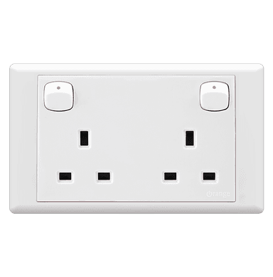 MONACO 13Amp. Twin Switched Socket Outlet White with WH/Surround