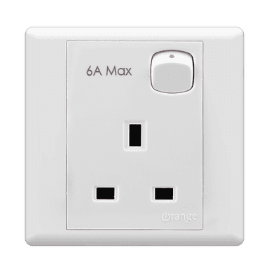 MONACO 6Amp. Max Single Switched Socket Outlet White with WH/Surround