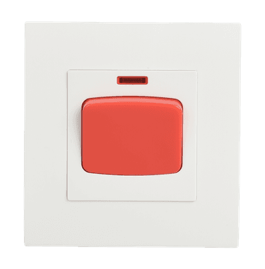 VIRAGO 45Amp. Double Pole Switch with Indicator without Earth Strap White