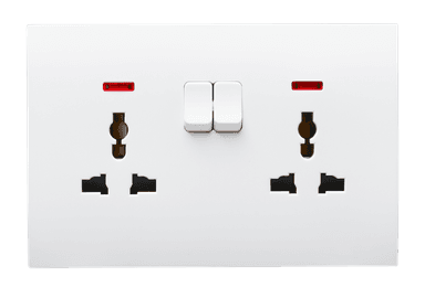 VIRAGO Multy Twin 1Pole Switched Socket Outlet with Indicator White