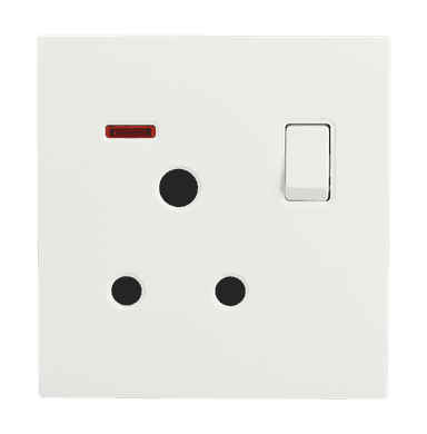 VIRAGO 15Amp. Single 1Pole Switched Socket Outlet with Indicator White