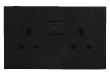 VIRAGO 13Amp. Twin 1Pole Switched Socket Outlet without Indicator Black