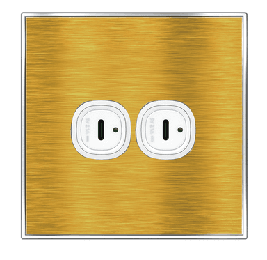 YULE 2.1Amp. 2Gang Type-C USB Charger Outlet Gold
