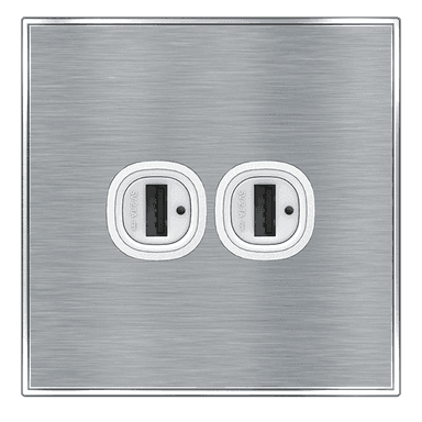 YULE 2.1Amp. 2Gang Type-A USB Charger Outlet Silver