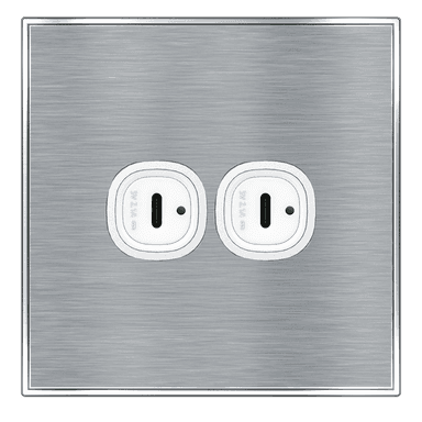 YULE 2.1Amp. 2Gang Type-C USB Charger Outlet Silver