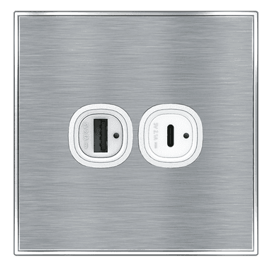 YULE 4.2Amp. 2Gang Type-A+C USB Charger Outlet Silver