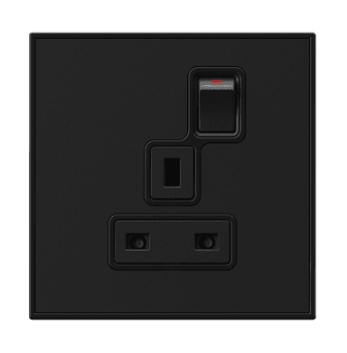 YULE 13Amp. Single Switched Socket Outlet Black