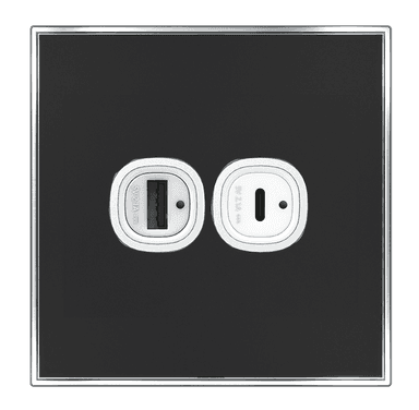 YULE 4.2Amp. 2Gang Type-A+C USB Charger Outlet Black