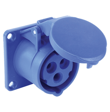 ATLANTIS CEE Series 16Amp. 230V IP44/54 2P+E Straight Flange Socket 50/60Hz - 6h