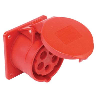 ATLANTIS CEE Series 32Amp. 400V IP44 3P+E Straight Flange Socket 50/60Hz - 6h