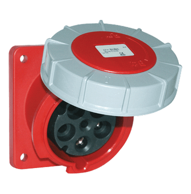 ATLANTIS CEE Series 63Amp. 400V IP67 2P+E Sloping Flange Socket 50/60Hz - 6h