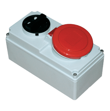 ATLANTIS CEE Series 32Amp. 4000V IP44 3P+E Switched Interlocked Socket Wall Mounted 50/60Hz - 6h