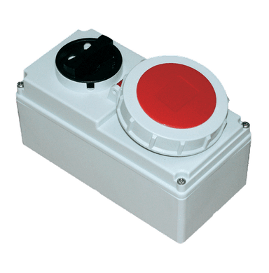 ATLANTIS CEE Series 32Amp. 400V IP67 3P+E Switched Interlocked Socket Wall Mounted 50/60Hz - 6h