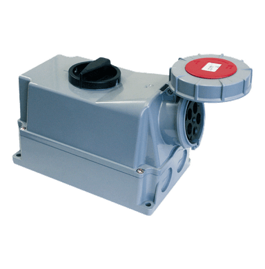 ATLANTIS CEE Series 63Amp. 400V IP67 3P+E Switched Interlocked Socket Wall Mounted 50/60Hz - 6h