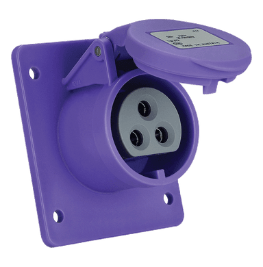 ATLANTIS CEE Series 16Amp. 24V 3Pole IP44 Extra Low Voltage Flange Socket Straight 50/60Hz