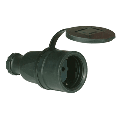ATLANTIS CEE Series 16Amp. 250V IP44 Schuko Solid Rubber Connector with Cap 50/60Hz