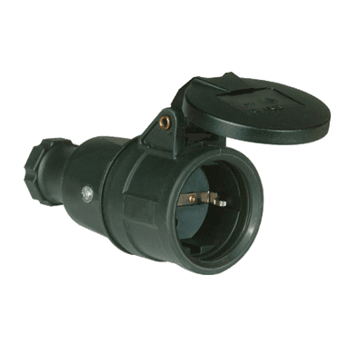 ATLANTIS CEE Series 16Amp. 250V IP44 Schuko Solid Rubber Connector with Hing-Lid 50/60Hz