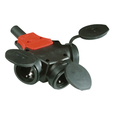 ATLANTIS CEE Series 16Amp. 250V IP44 3Way Adapter Schuko Rubber Connector with Cap 50/60Hz