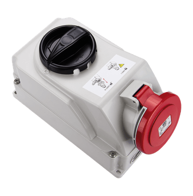 ATLANTIS CEE Series 16Amp. 400V IP44 5Pole Switched Interlocked Socket with Din-Rail 50/60Hz - 6h