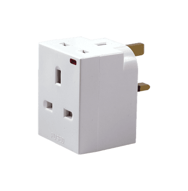 13Amp. 3Way Fused Adapter with Neon White