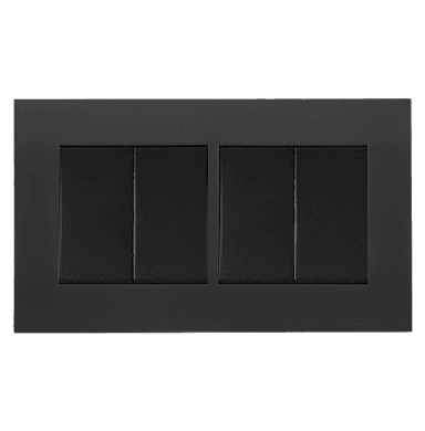 AKOYA 16Amp. 4Gang 1Way Switch (Twin) B/Matte with GM/Matte Surround