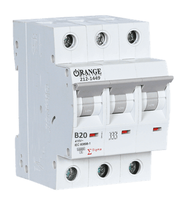 SIGMA 20Amp. 3Pole, Type B, 400V, 10kA MCB
