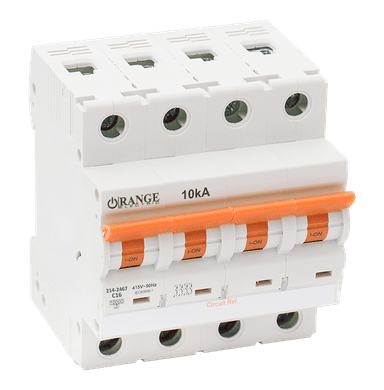 10KA 16Amp. 4Pole, Type C, 415V, 10kA MCB